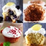 A collage of four cupcake photos