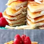 A collage of two vegan coconut flour pancakes photos
