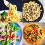 Collage of four pasta photos