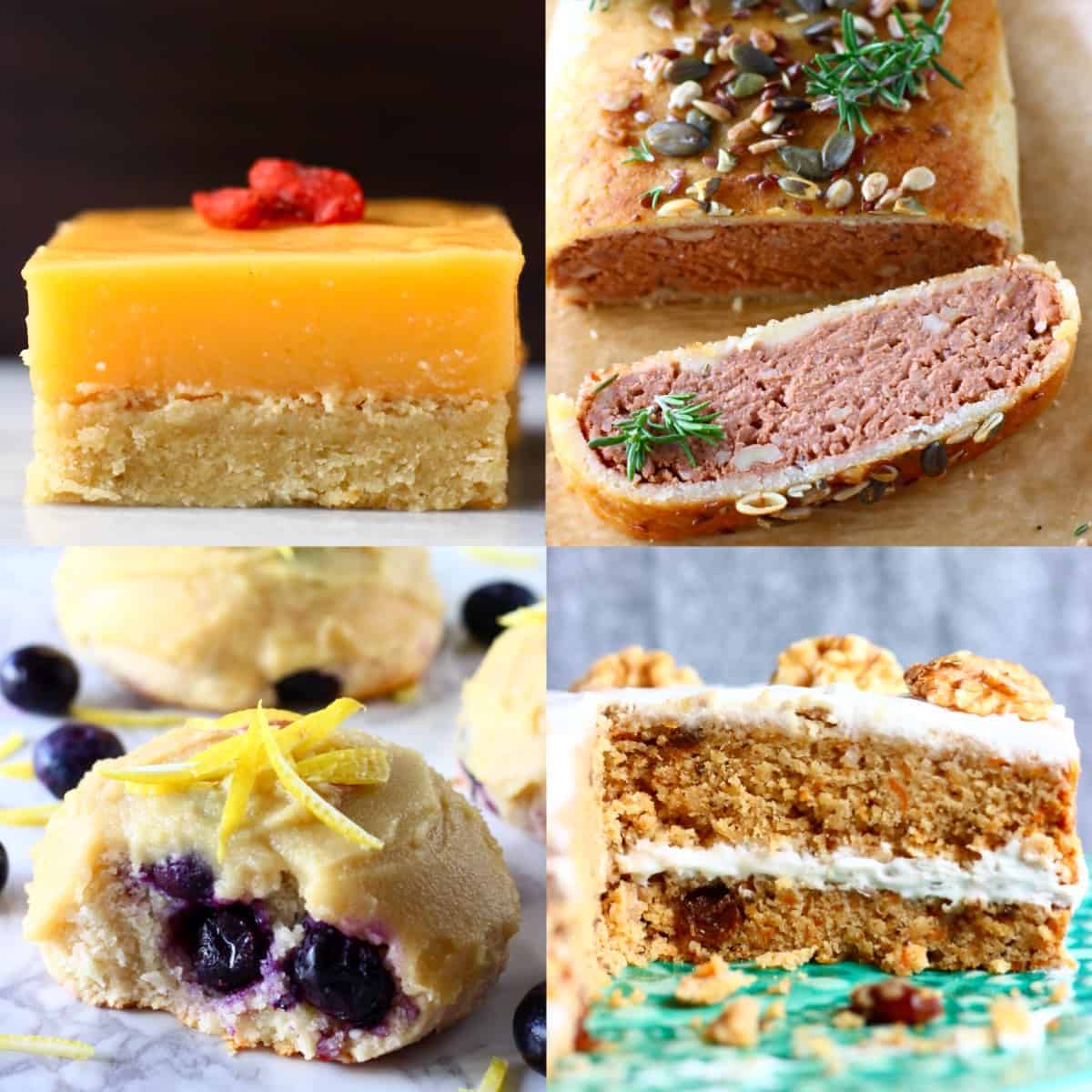 A collage of four vegan Easter recipes photos