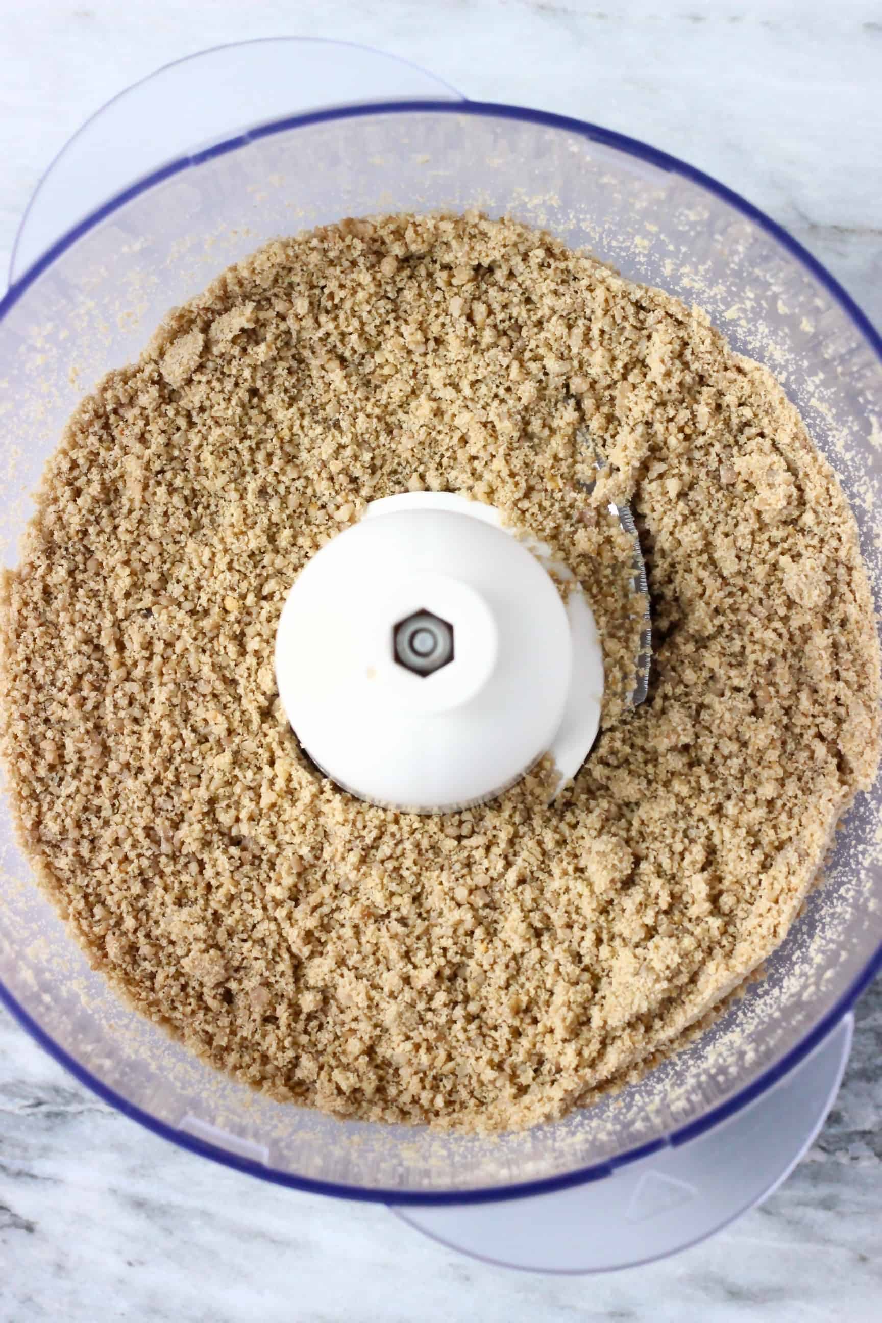 Ground sunflower seeds in a food processor 