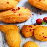 A collage of two gluten-free vegan madeleines photos