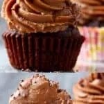 A collage of two Gluten-Free Vegan Chocolate Cupcakes photos