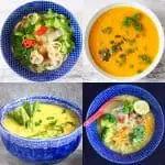 A collage of four soup photos