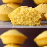 A collage of two gluten-free cornbread muffins photos