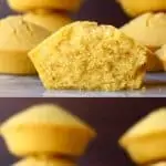 A collage of two gluten-free cornbread muffins photos