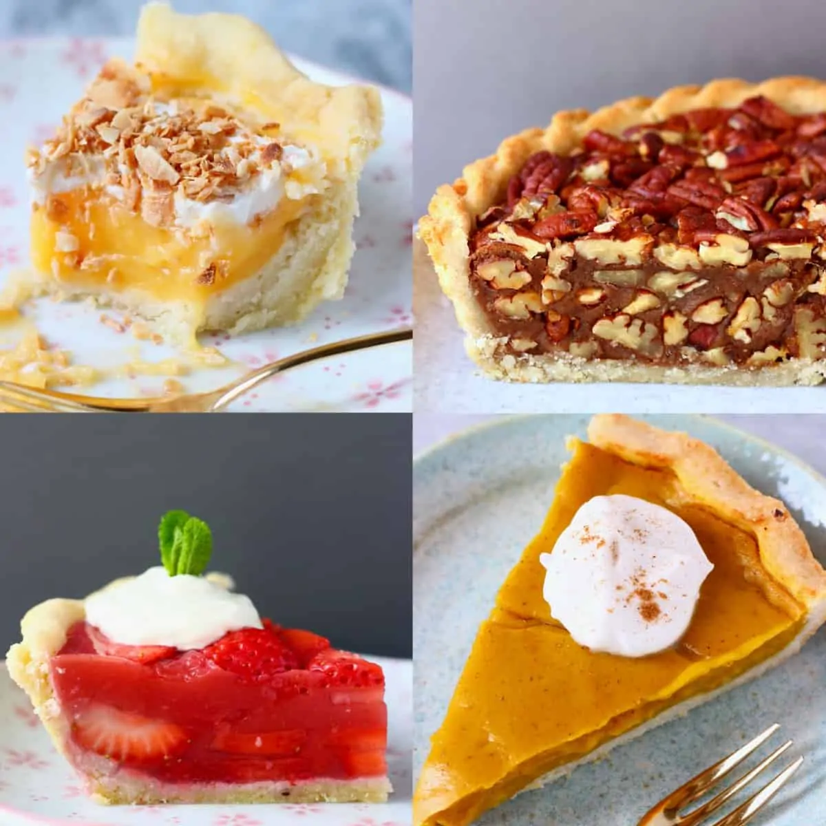 A collage of vegan pie recipes