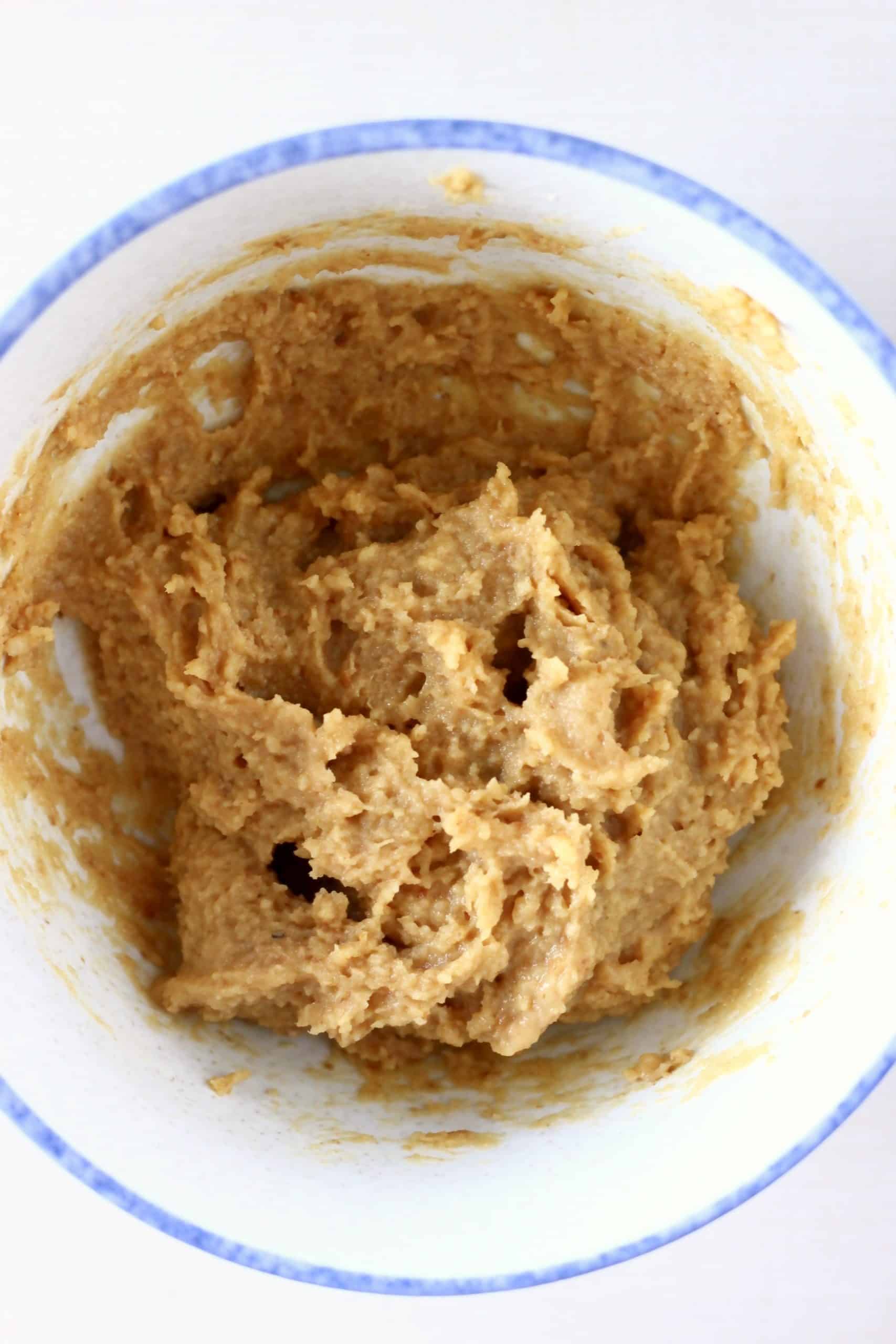 Raw gluten-free vegan peanut butter cookie dough in bowl