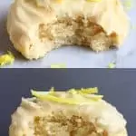 A collage of two gluten-free vegan lemon cookies photos