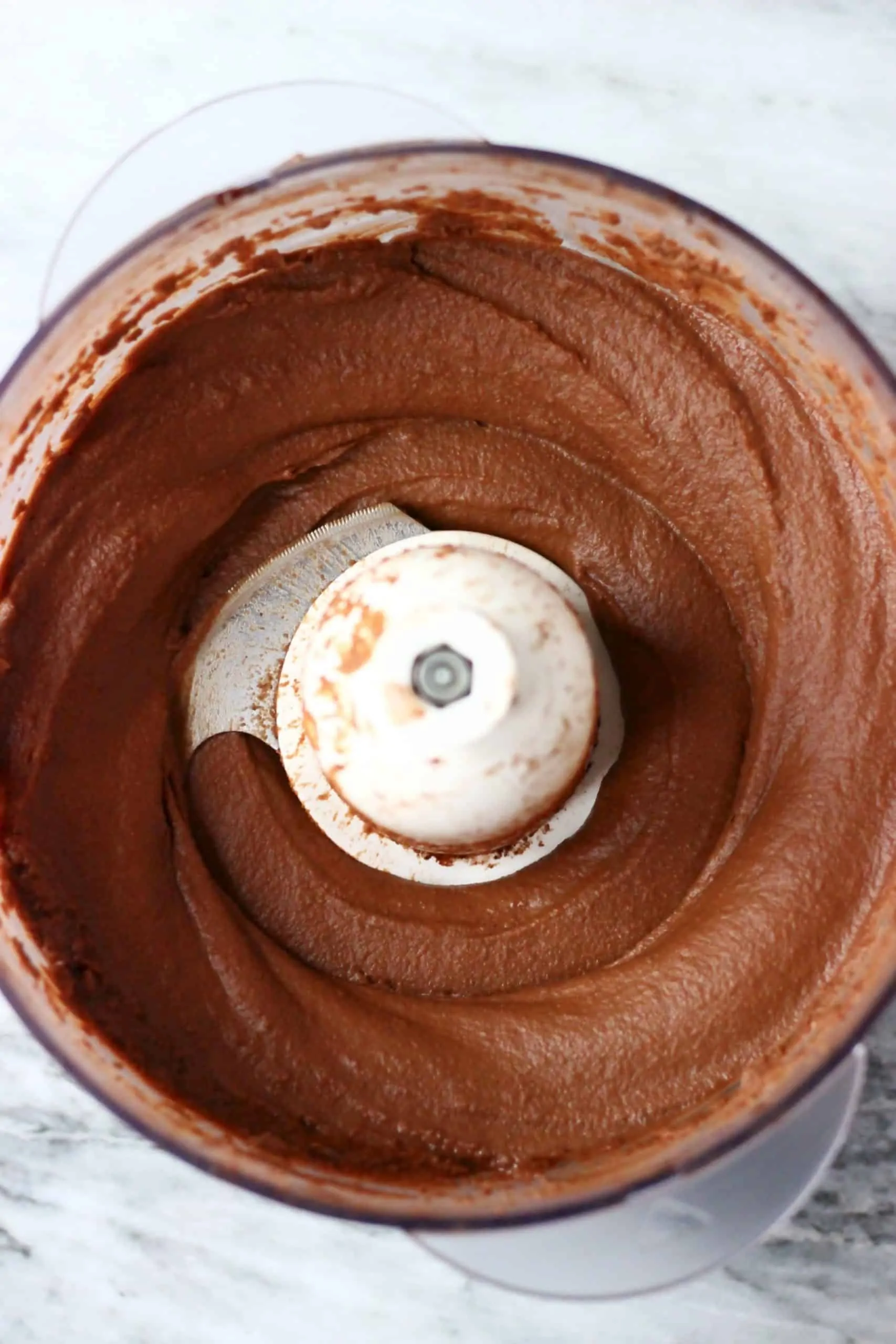 Vegan chocolate buttercream in a food processor