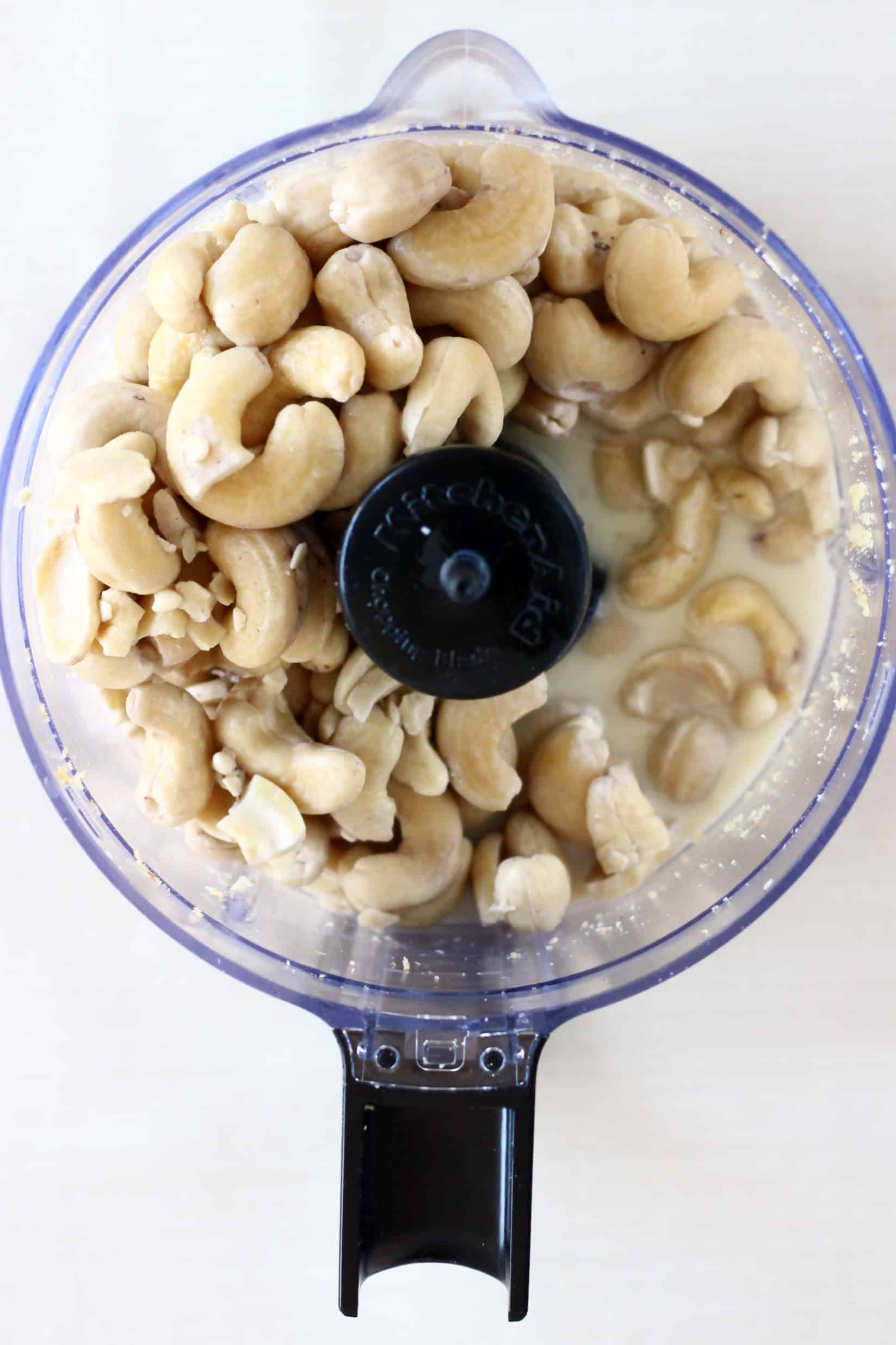 Cashew nuts in a food processor