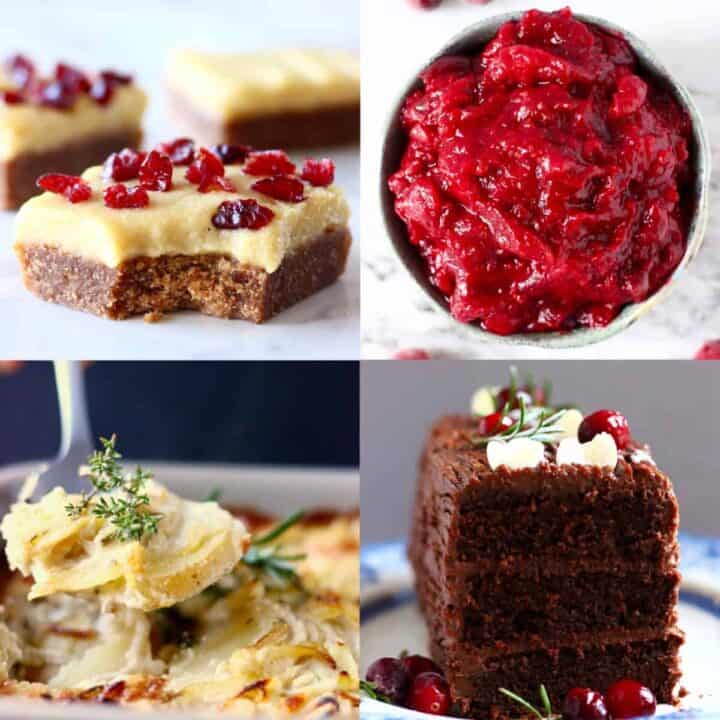 A collage of four Vegan Christmas Recipes photos