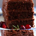 A collage of two gluten-free vegan Yule log photos