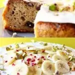 A collage of two Gluten-Free Vegan Banana Cake photos
