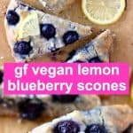 A collage of two gluten-free vegan lemon blueberry scones photos