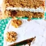 A collage of two vegan carrot cake photos