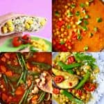 A collage of four vegan chickpea recipes