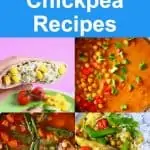 A collage of four vegan chickpea recipes