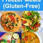 Collage of vegan freezer meals photos