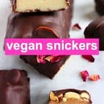 A collage of two Vegan Snickers Bars photos