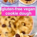 A collage of three vegan cookie dough photos