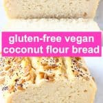 A collage of two coconut flour bread photos