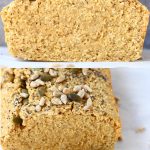 A collage of two quinoa bread photos