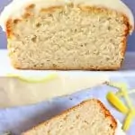 A collage of two gluten-free vegan lemon bread photos