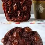 A collage of two gluten-free vegan chocolate zucchini muffin photos