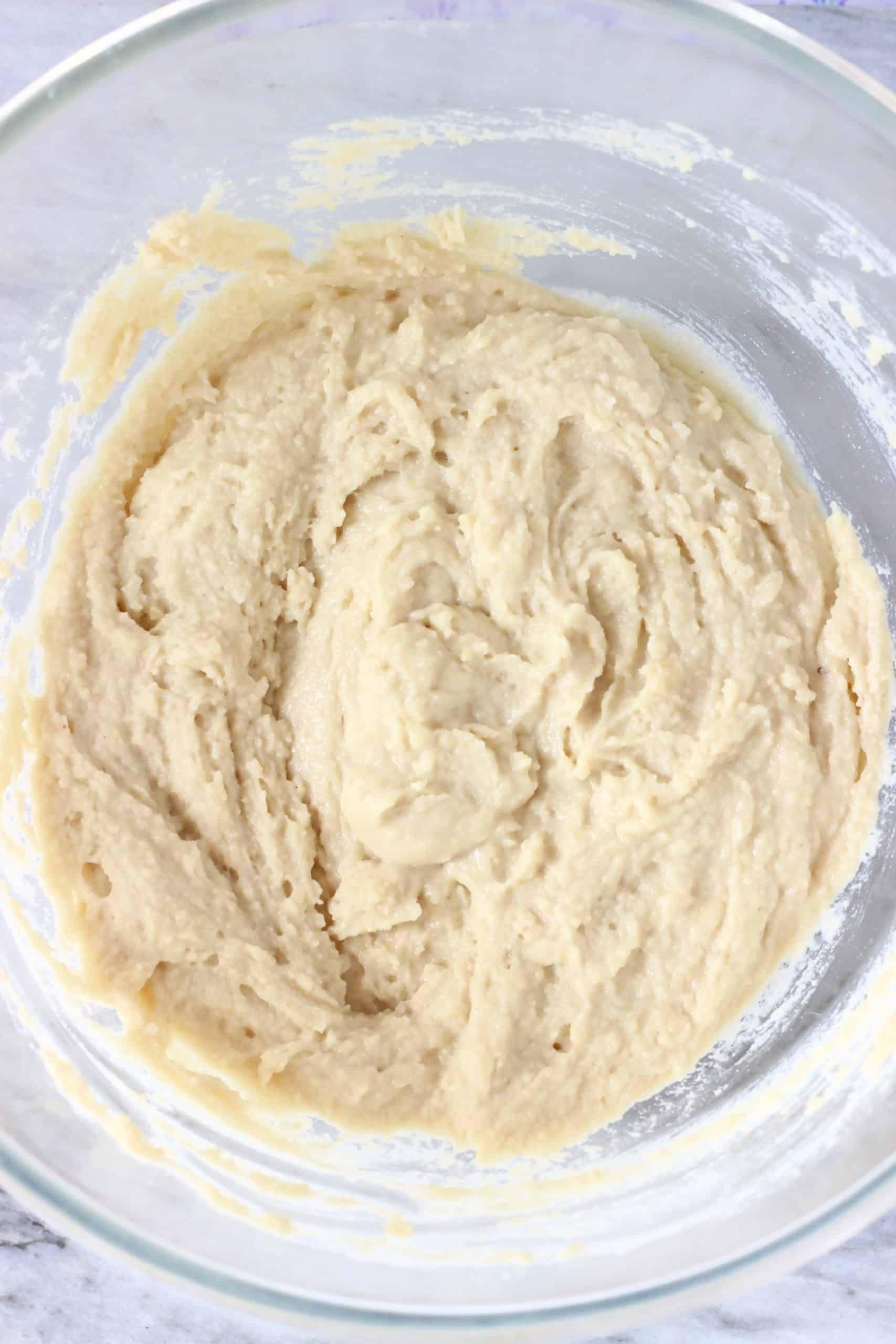 Raw vegan coffee cake batter in a bowl