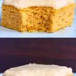 A collage of two gluten-free vegan pumpkin bars photos