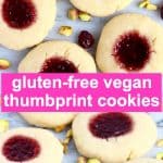 A collage of two Gluten-Free Vegan Thumbprint Cookies photos