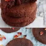 A collage of two gluten-free vegan chocolate brownie cookies photos