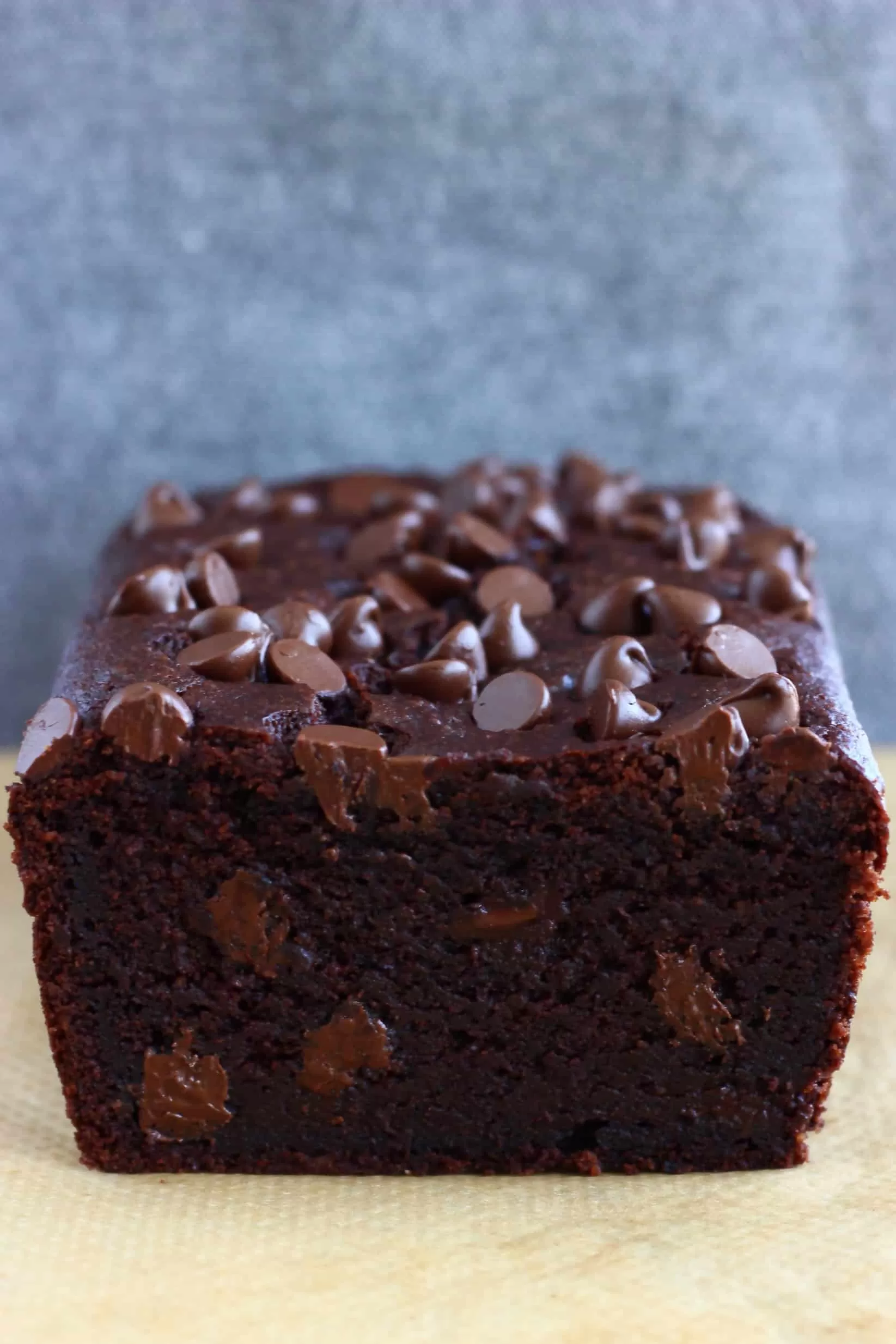 A sliced loaf of gluten-free vegan chocolate bread