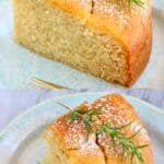 A collage of two gluten-free vegan olive oil cake photos