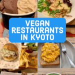 A collage of four vegan restaurants in Kyoto photos