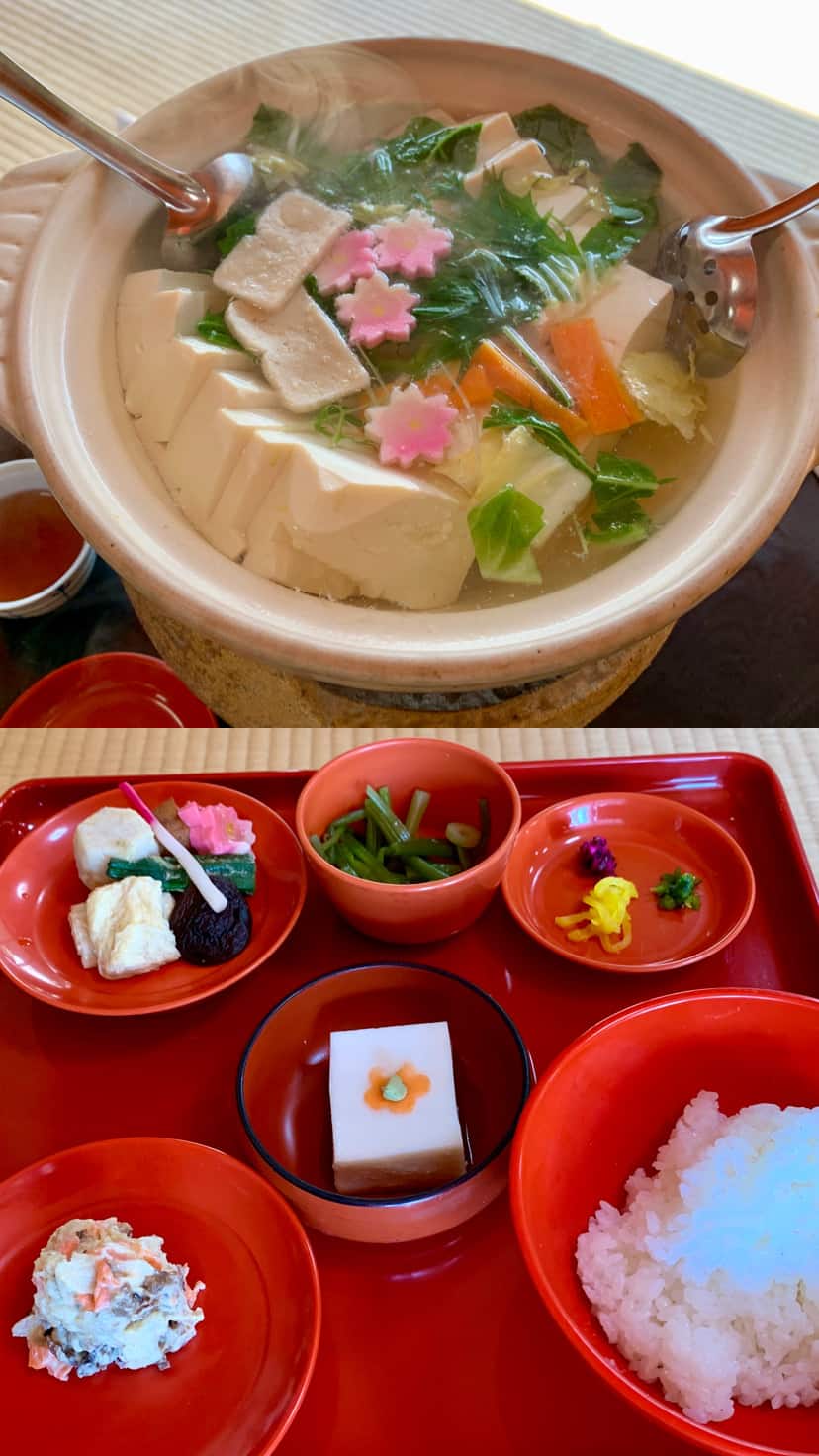 Yudofu and shojin ryori dishes at Seigen-in restaurant in Ryoanji Temple