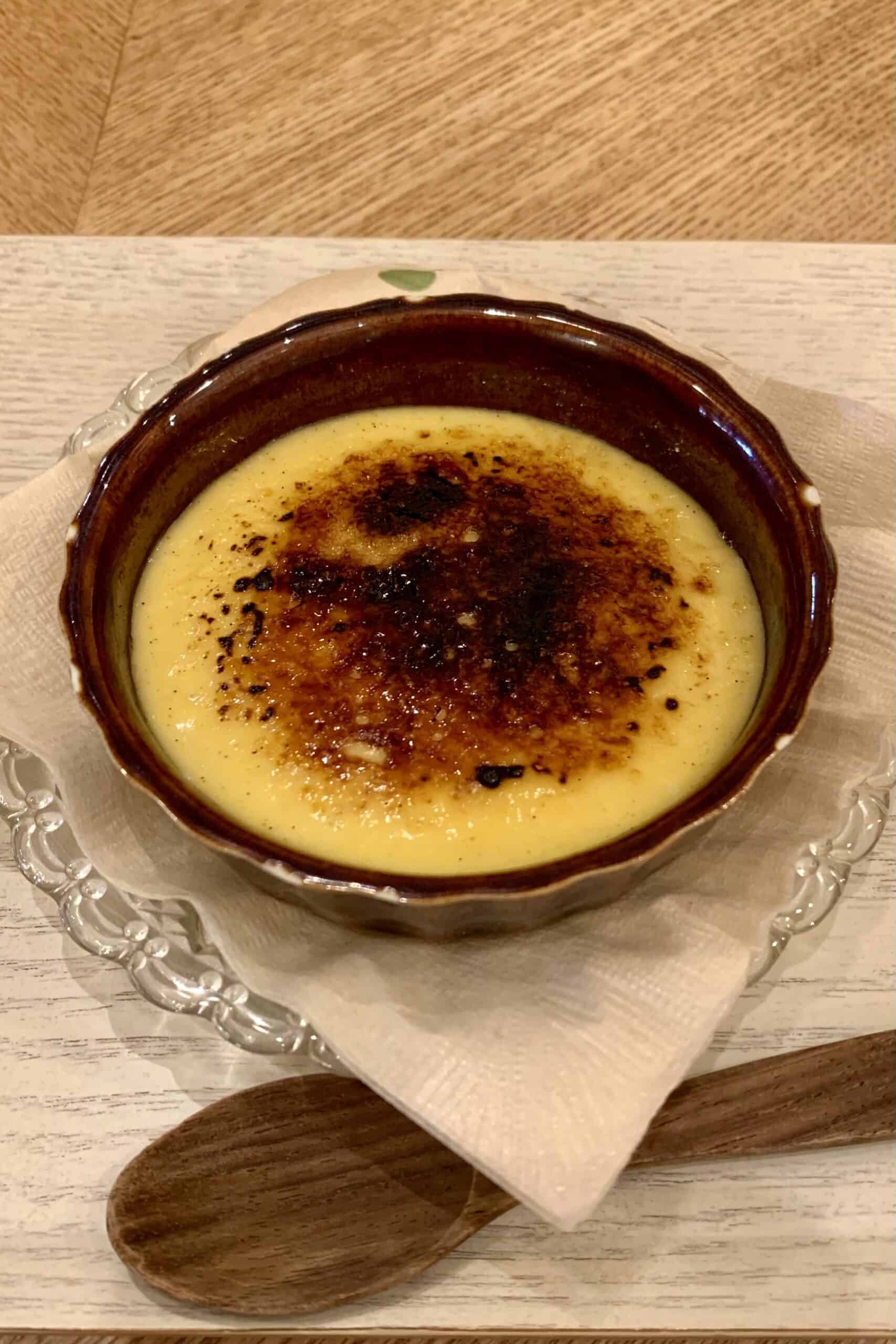 A vegan crème brûlée from Gion Soy Milk Ramen restaurant