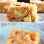 A collage of two gluten-free vegan apple snack cakes photos