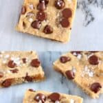 A collage of two Gluten-Free Vegan Chocolate Chip Cookie Bars photos