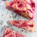 A collage of two gluten-free vegan raspberry scones photos