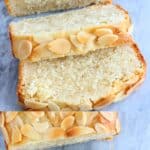 A collage of two Gluten-Free Vegan Almond Loaf Cake photos
