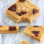 A collage of two chickpea blondies photos