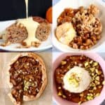 A collage of four vegan apple dessert recipes photos