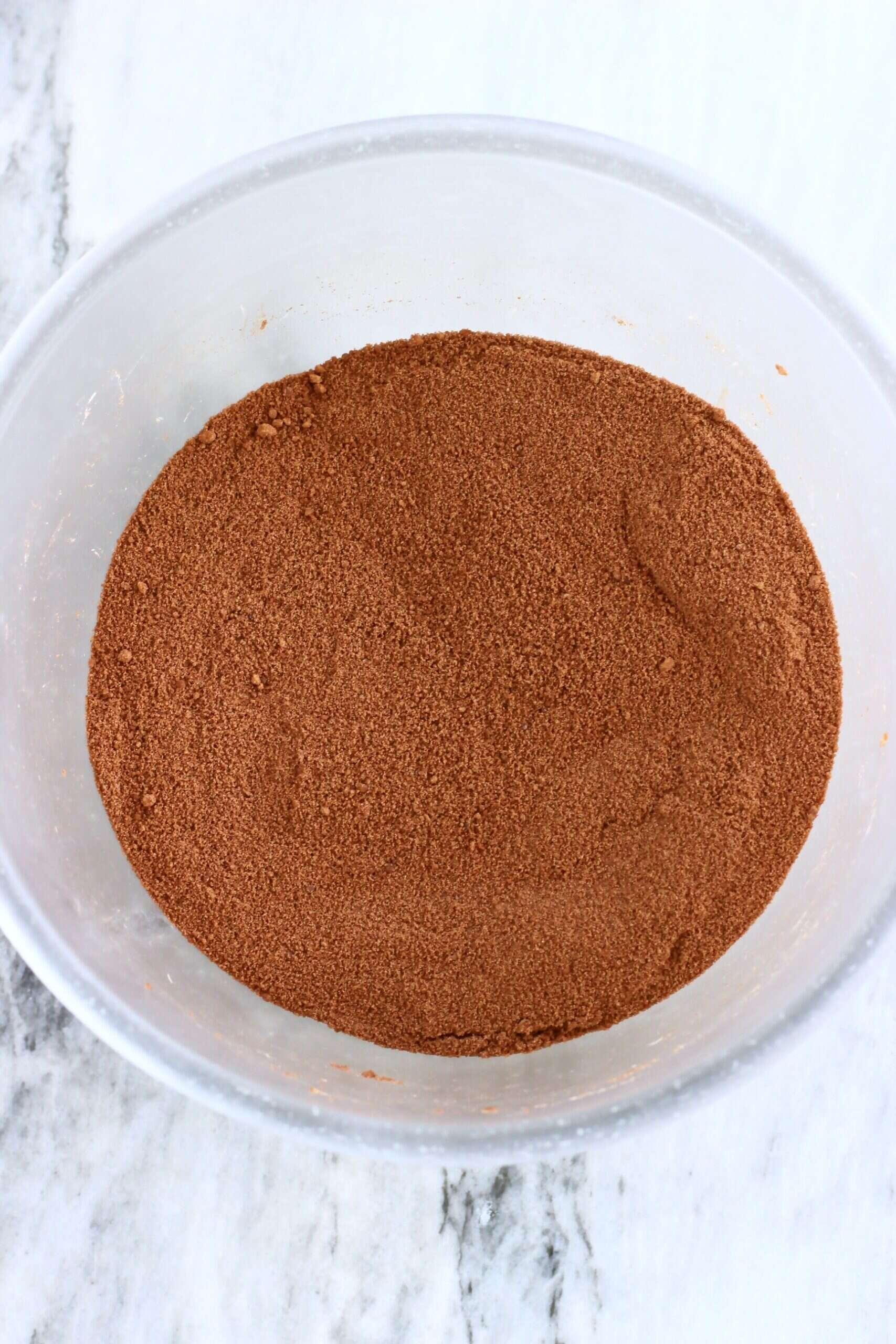 Cocoa powder and coconut sugar mixed together in a bowl