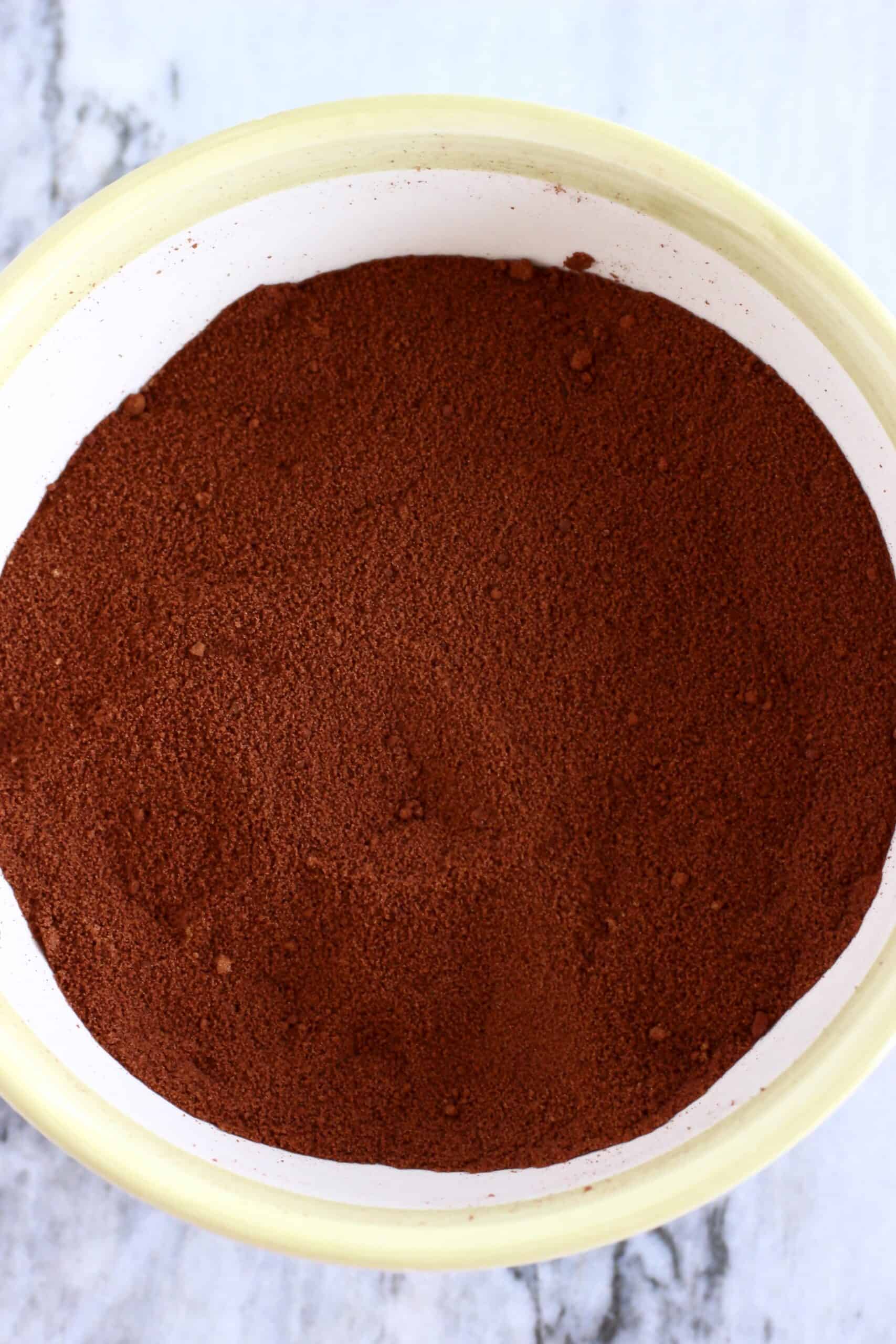 Cocoa powder and coconut sugar mixed together in a bowl