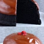 A collage of two Vegan Chocolate Christmas Pudding photos