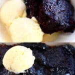 A collage of two Vegan Chocolate Fudge Pudding photos