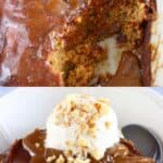 A collage of two Vegan Sticky Toffee Pudding photos