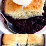 A collage of two Vegan Blueberry Cobbler photos